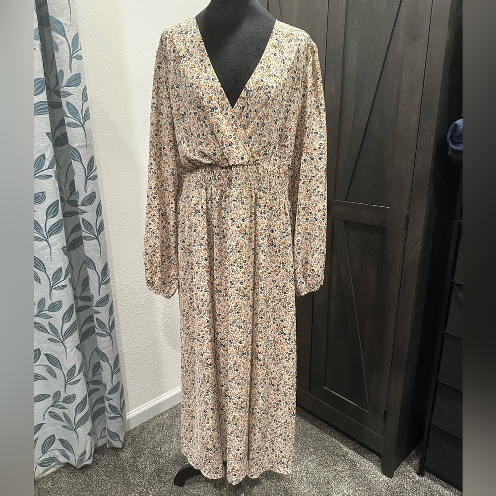 SHEIN Multicolor Floral Long Sleeve Dress